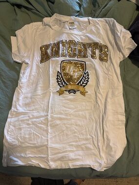 PINK Victoria's Secret White Short Sleeve Sequin UCF Knights Tee